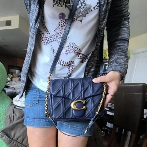 COACH Times Square Tabby 20 Navy Leather With Quilting - Picture 6 of 10